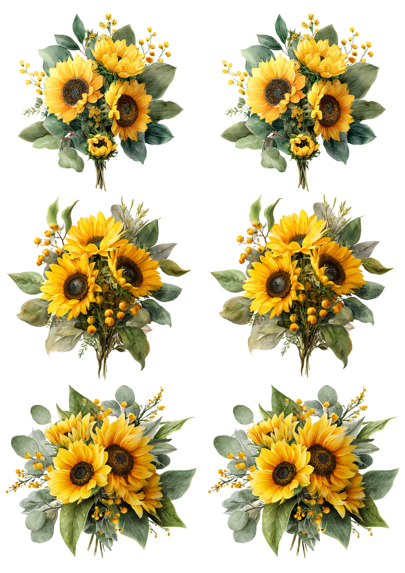 Rice Paper for Decoupage Sunflowers Collage Cat. No. 4943