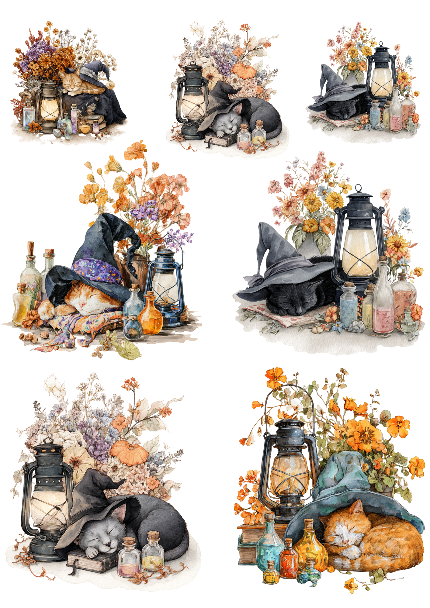 Rice Paper For Decoupage Halloween Cat Collage Cat. No. 4983