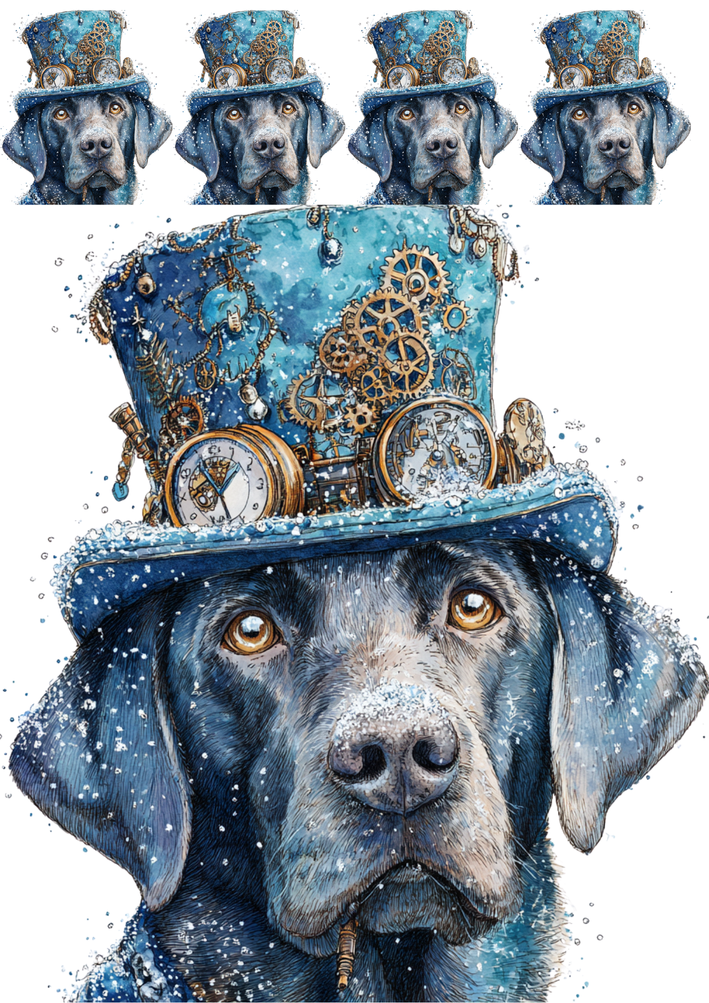 Rice Paper For Decoupage Steampunk Labrador Collage Cat. No. 4986