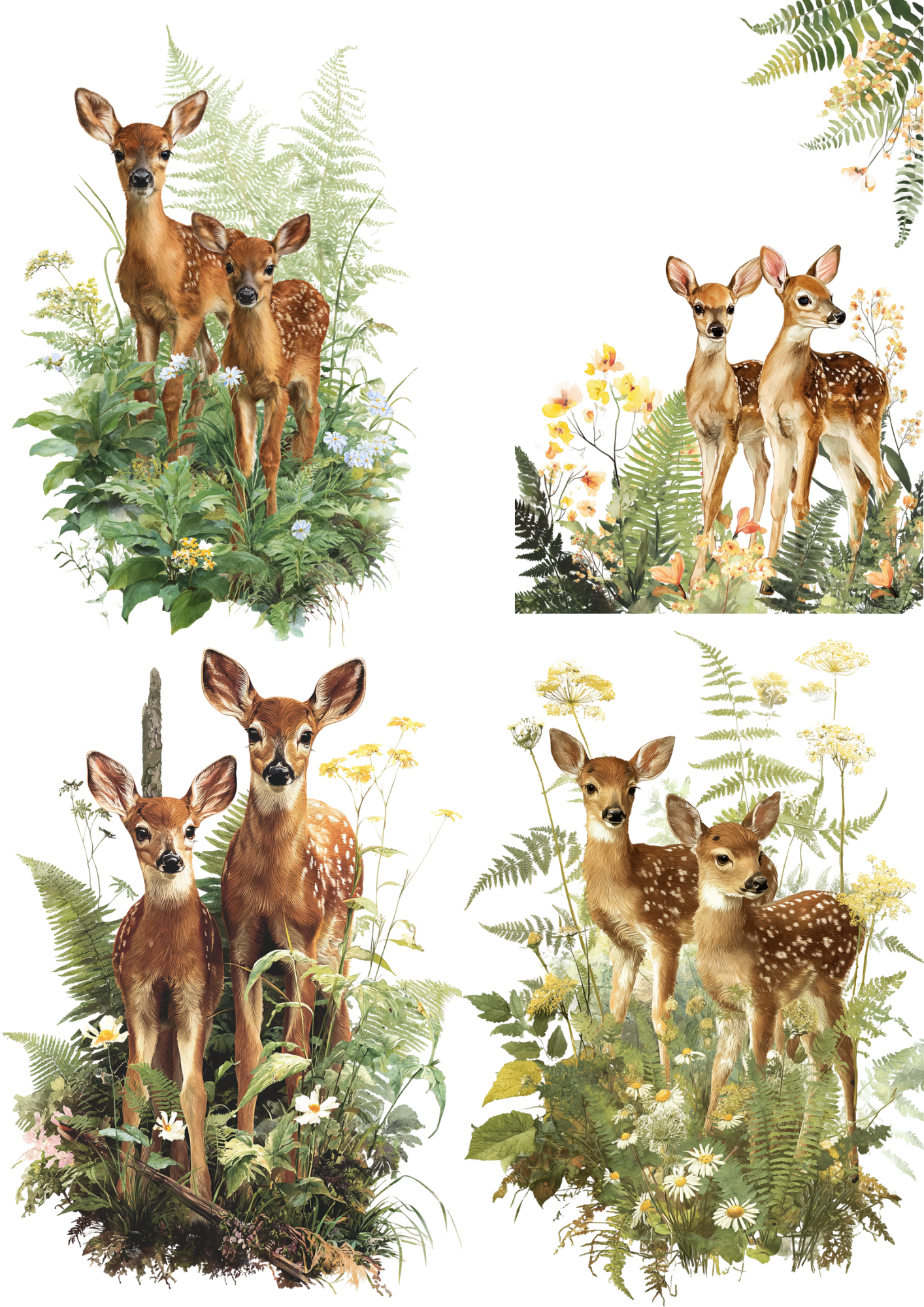 Rice Paper For Decoupage Deer Calves Collage Cat. No. 5001