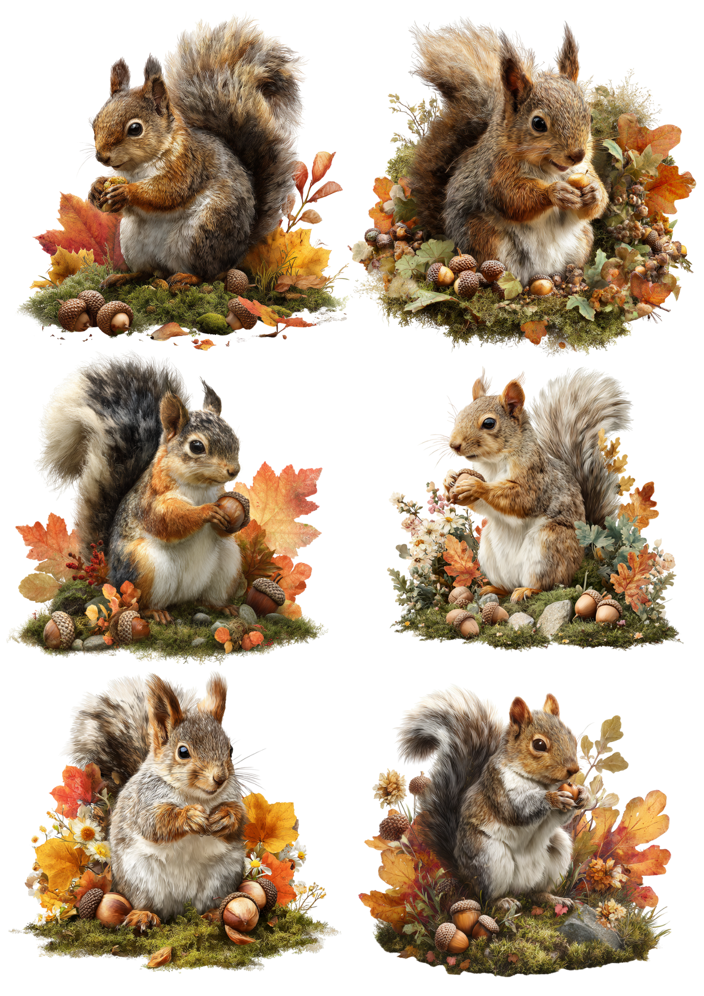 Rice Paper For Decoupage Squirrel Collage Cat. No. 5003