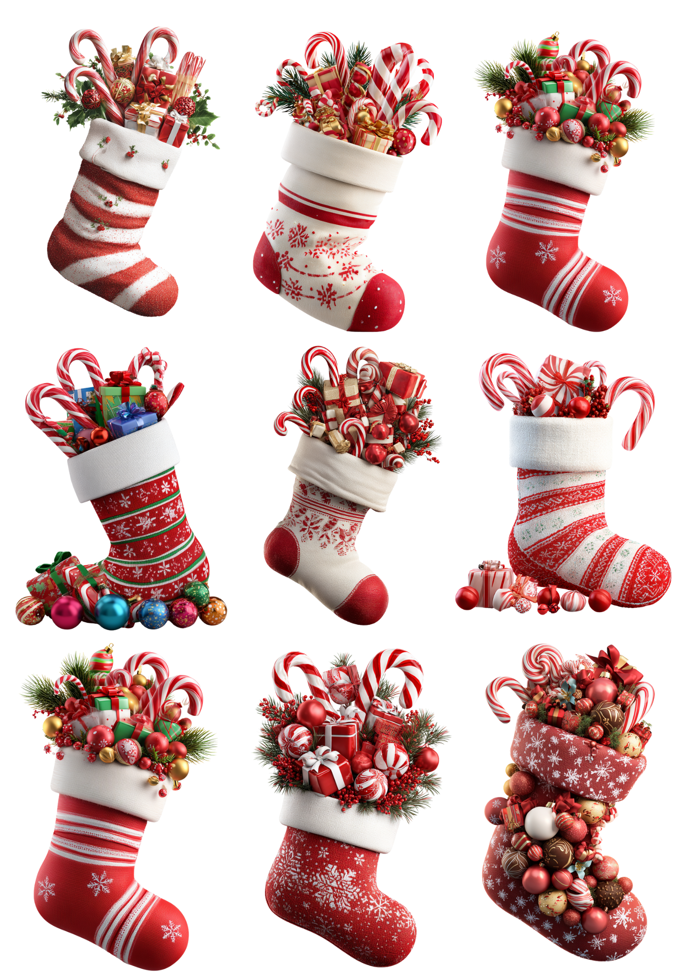 Rice Paper For Decoupage Christmas Stocking With Gifts Collage Cat. No. 5014