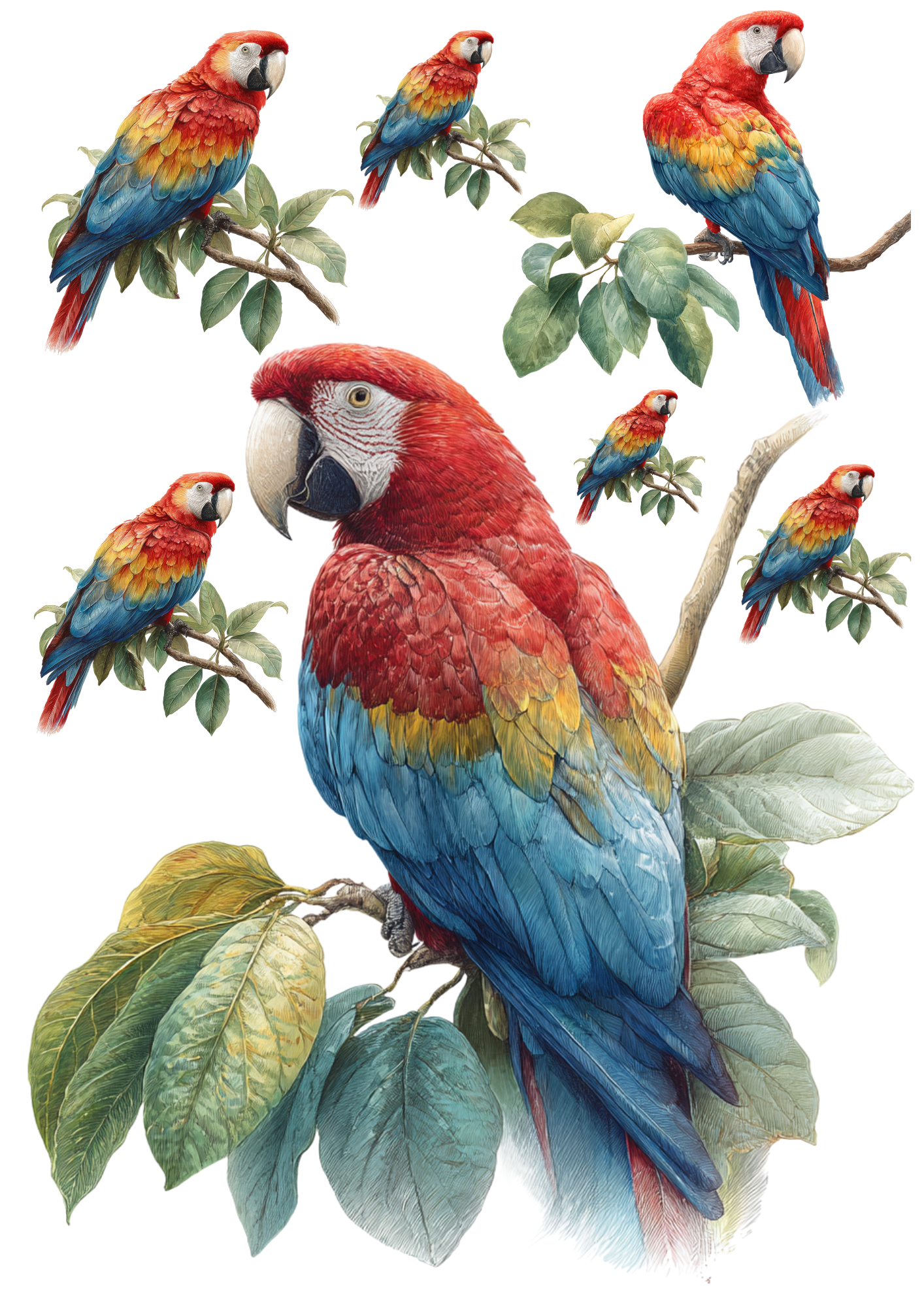 Rice Paper For Decoupage Macaw Parrot Collage Cat. No. 5059