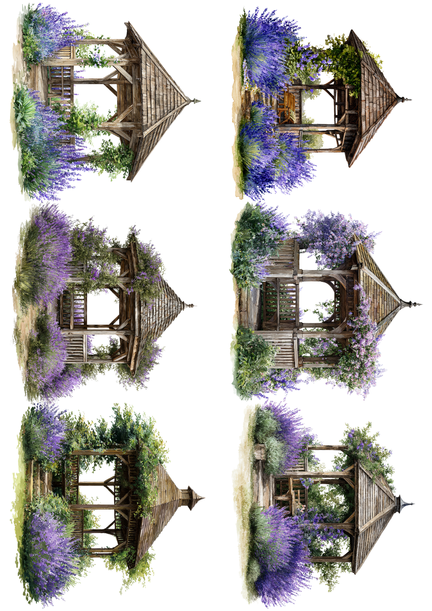 Rice Paper For Decoupage Gazebo In Lavender Collage Cat. No. 5107
