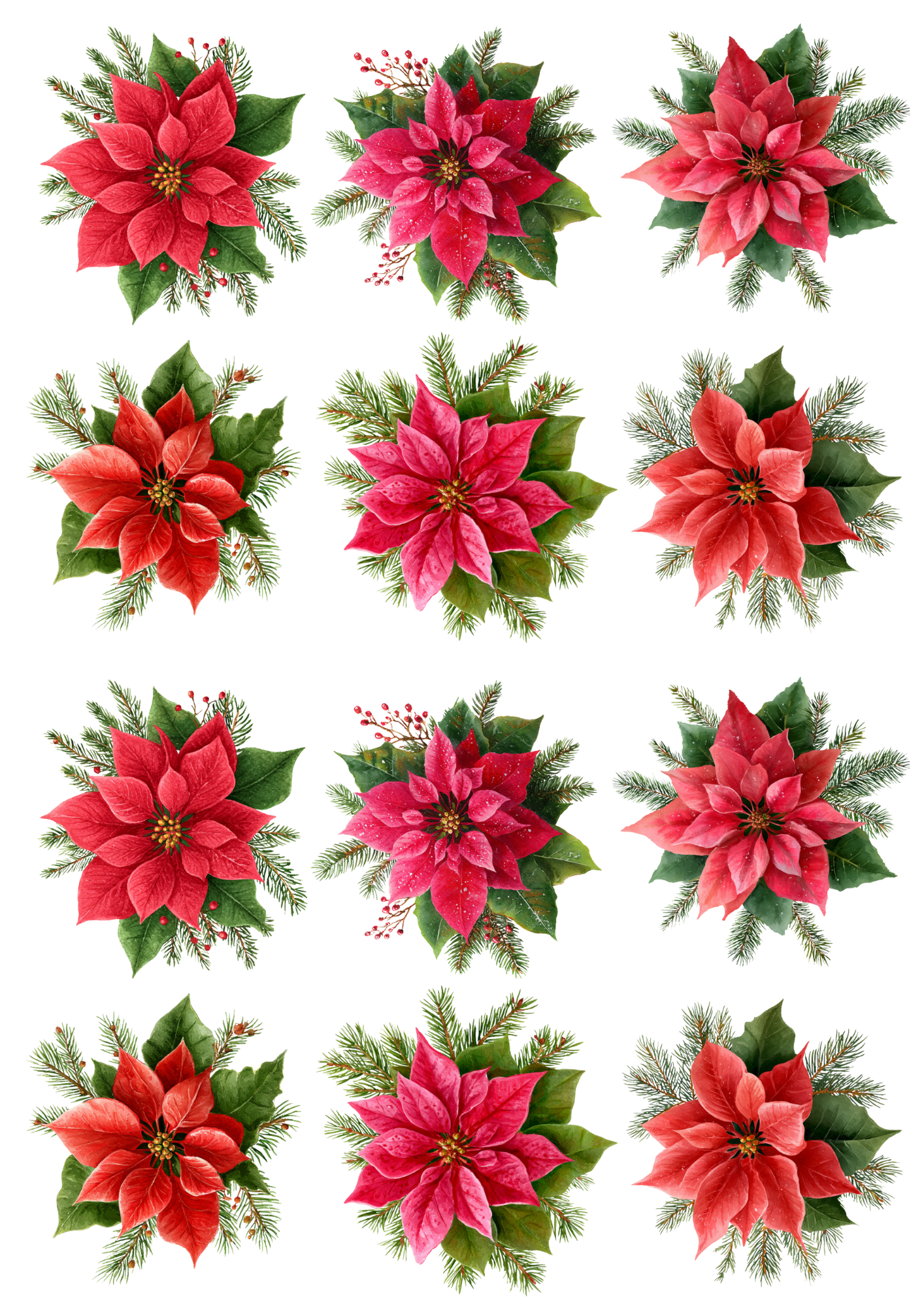 Rice Paper For Decoupage Poinsettia Collage Cat. No. 5122