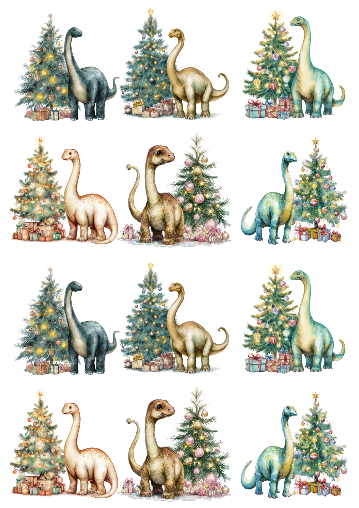 Rice Paper For Decoupage Dinosaurs at the Christmas Tree Collage Cat. No. 5151