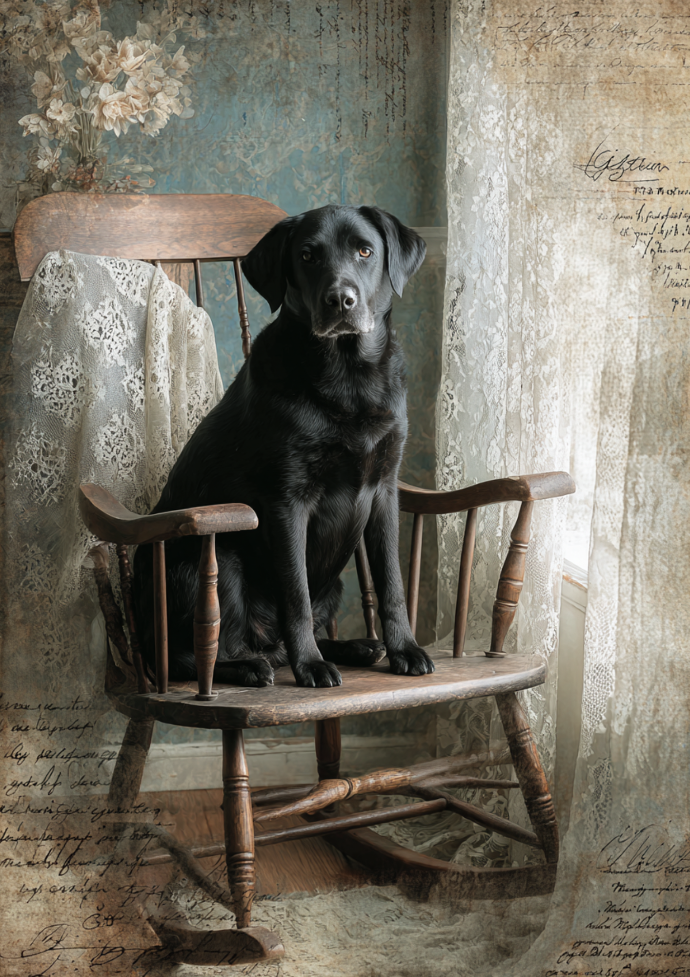 Rice Paper For Decoupage Labrador On A Rocking Chair Full Cat. No. 5163