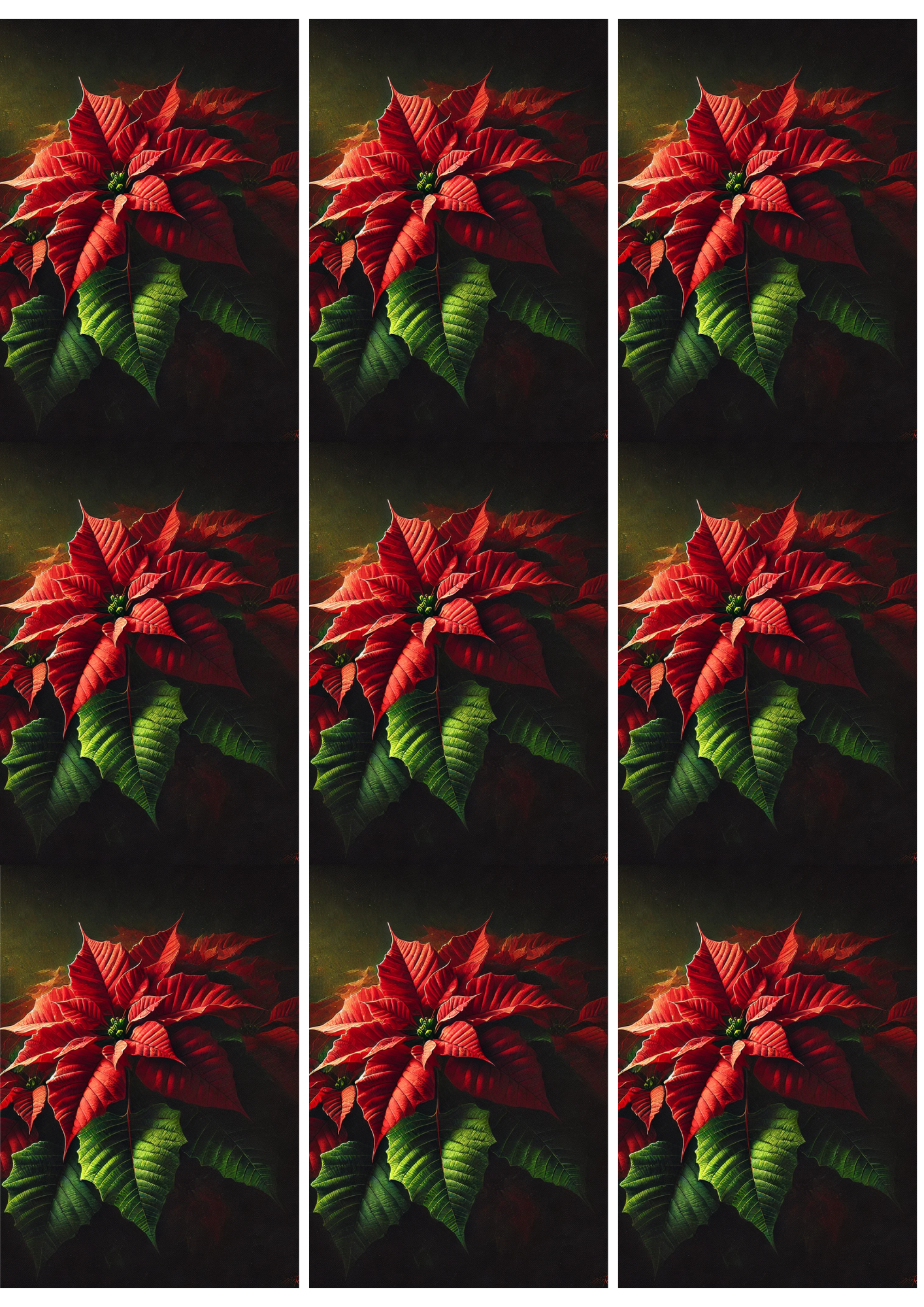 Rice Paper For Decoupage Poinsettia On Black Background Collage 9 Cat. No. 5172