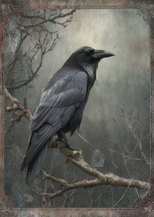 Rice Paper For Decoupage Raven Background For Journaling Full Cat. No. 5175
