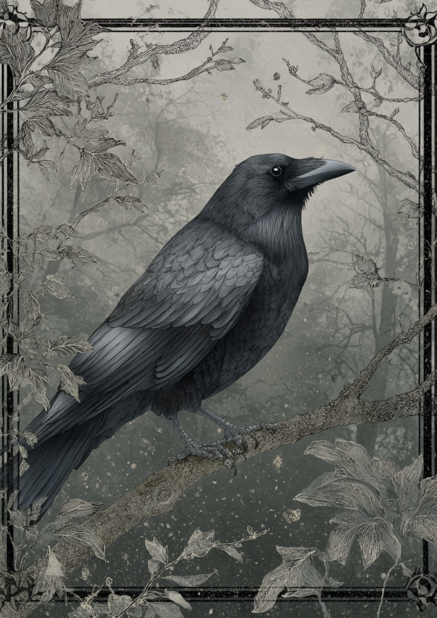Rice Paper For Decoupage Raven Background For Journaling Full Cat. No. 5176