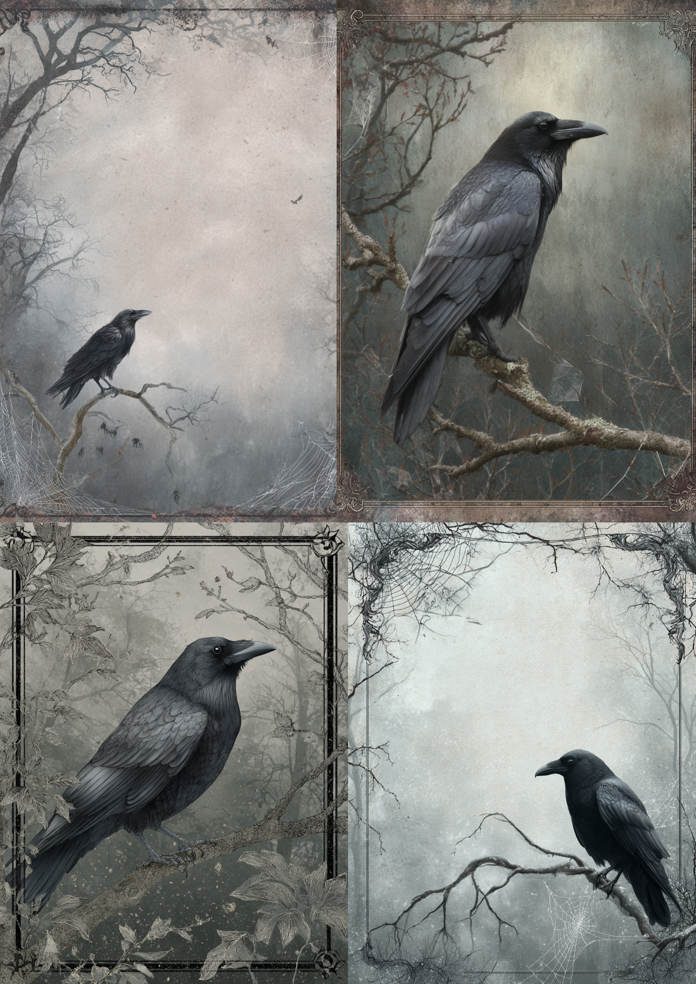 Rice Paper For Decoupage Raven Background For Journaling Collage Cat. No. 5179