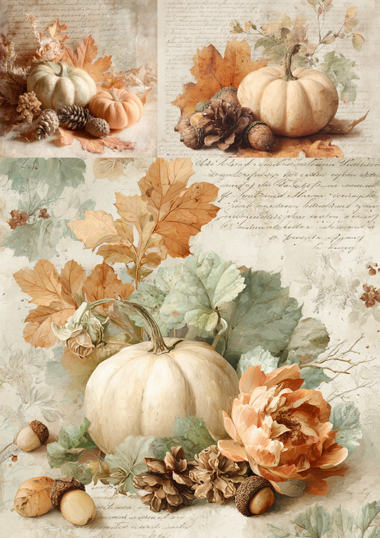Rice Paper For Decoupage Pumpkins Journaling Background Collage Cat. No. 5185