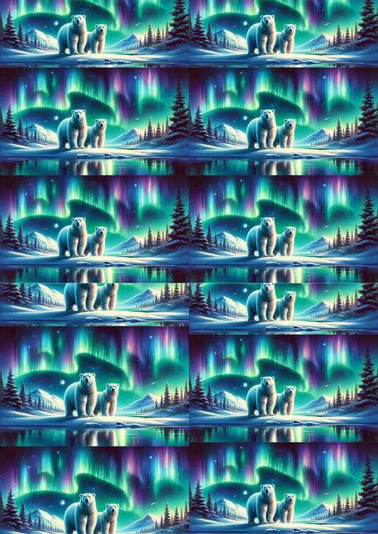 Rice Paper for Decoupage Polar Bear and Northern Lights Collage Cat. No. 5186