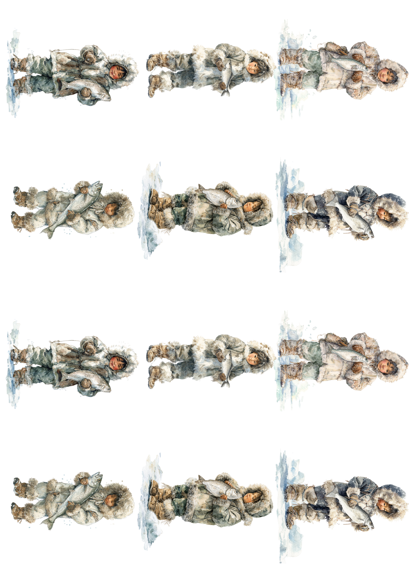 Rice Paper For Decoupage Eskimo Collage Cat. No. 5196