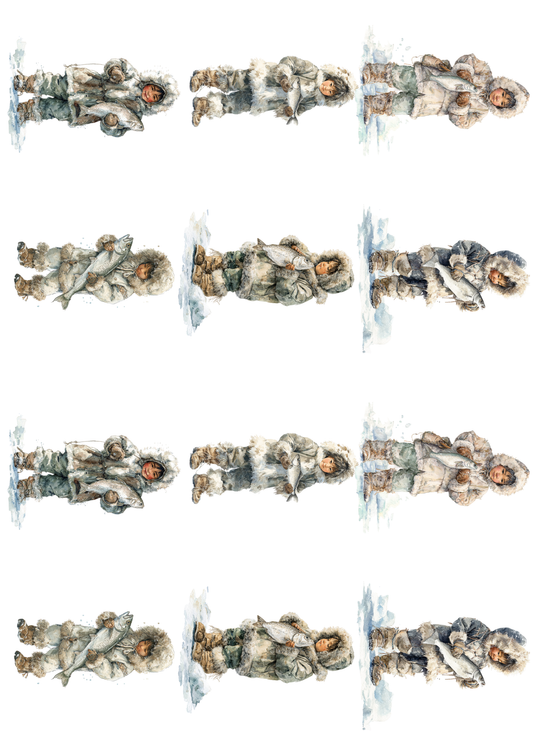 Rice Paper For Decoupage Eskimo Collage Cat. No. 5196