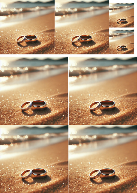Rice Paper For Decoupage Wedding Rings On The Beach Collage Cat. No. 5197