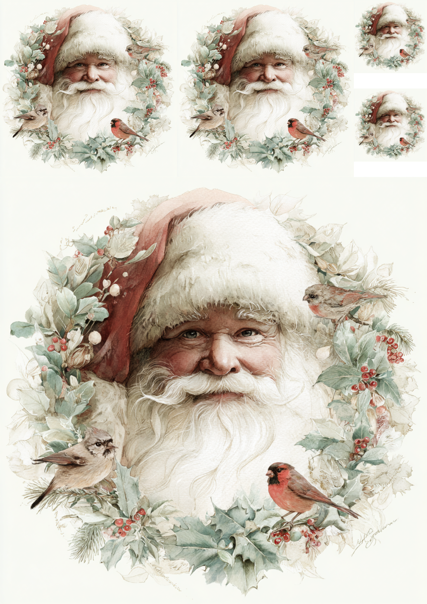 Rice Paper For Decoupage Santa Claus Collage Cat. No. 5224