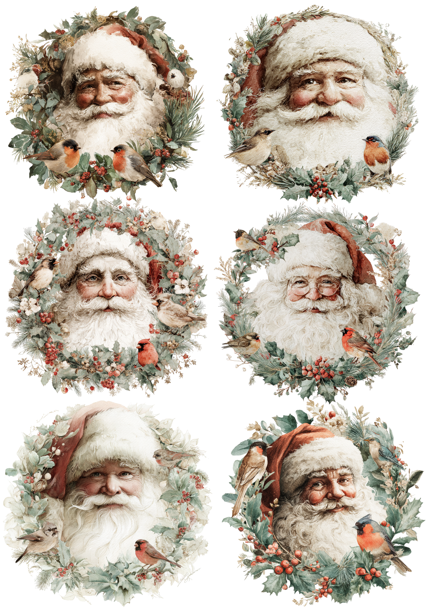 Rice Paper For Decoupage Santa Claus Collage Cat. No. 5225