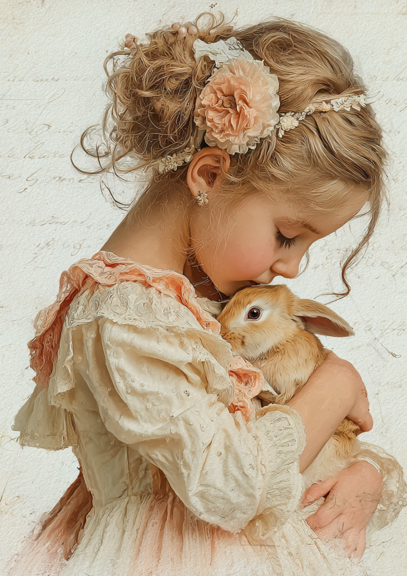 Rice Paper For Decoupage Girl With Bunny Full Cat. No. 5246