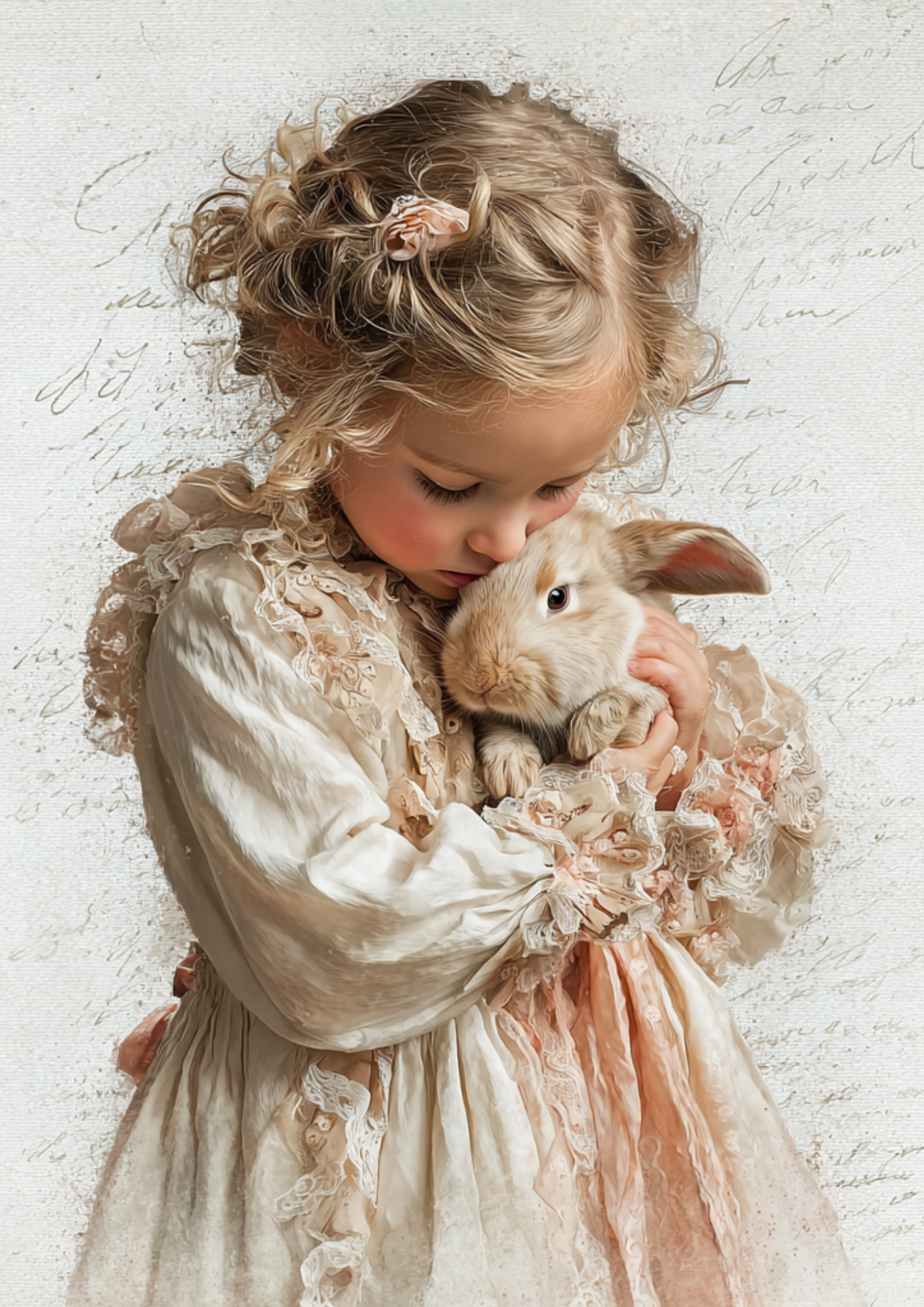 Rice Paper For Decoupage Girl With Bunny Full Cat. No. 5248