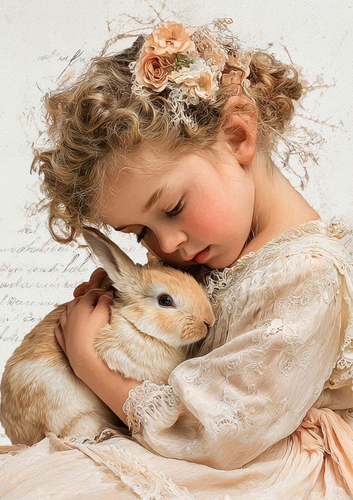 Rice Paper For Decoupage Girl With Bunny Full Cat. No. 5250