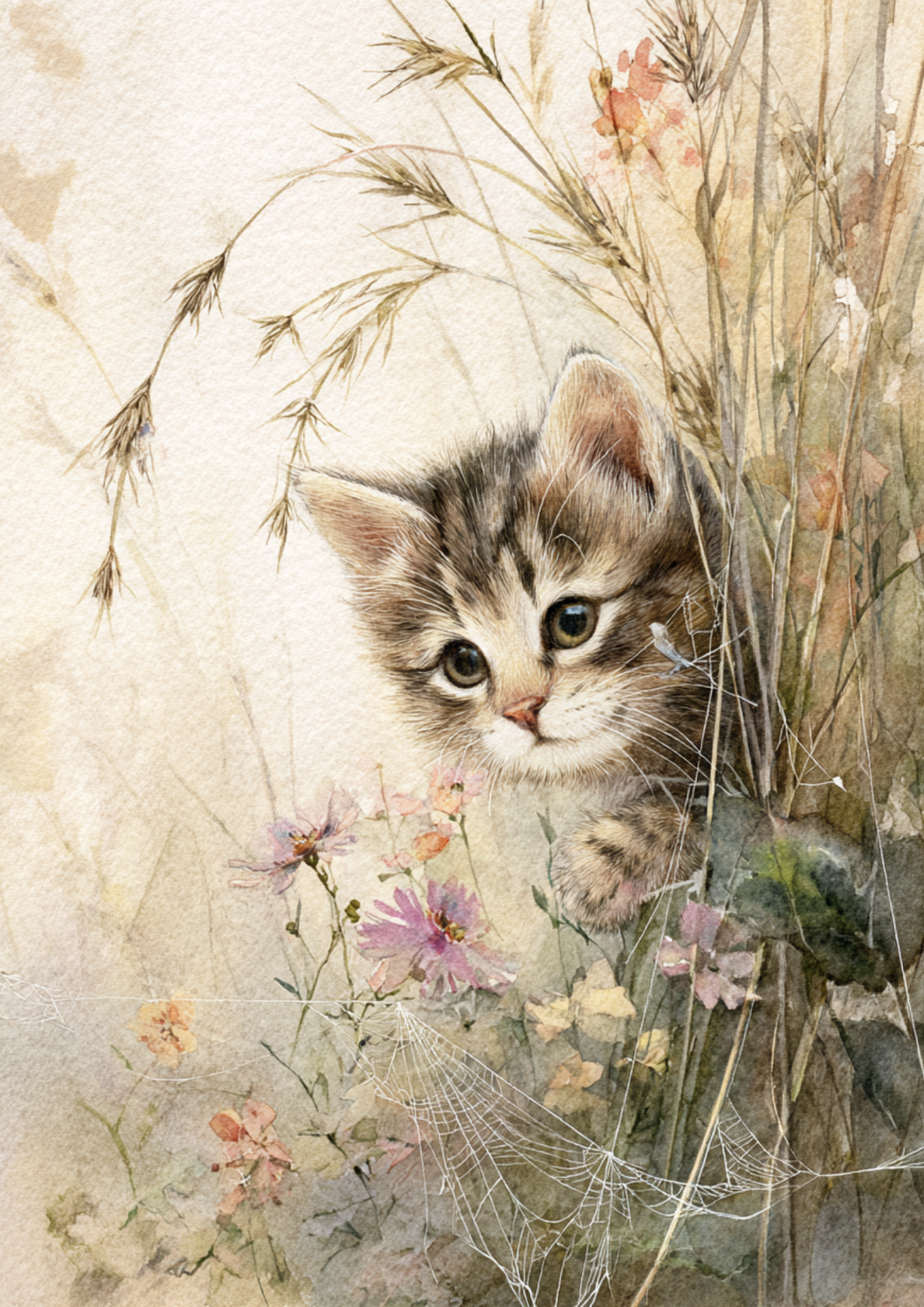 Rice Paper For Decoupage Little Kitten On A Wild Meadow Full Cat. No. 5251