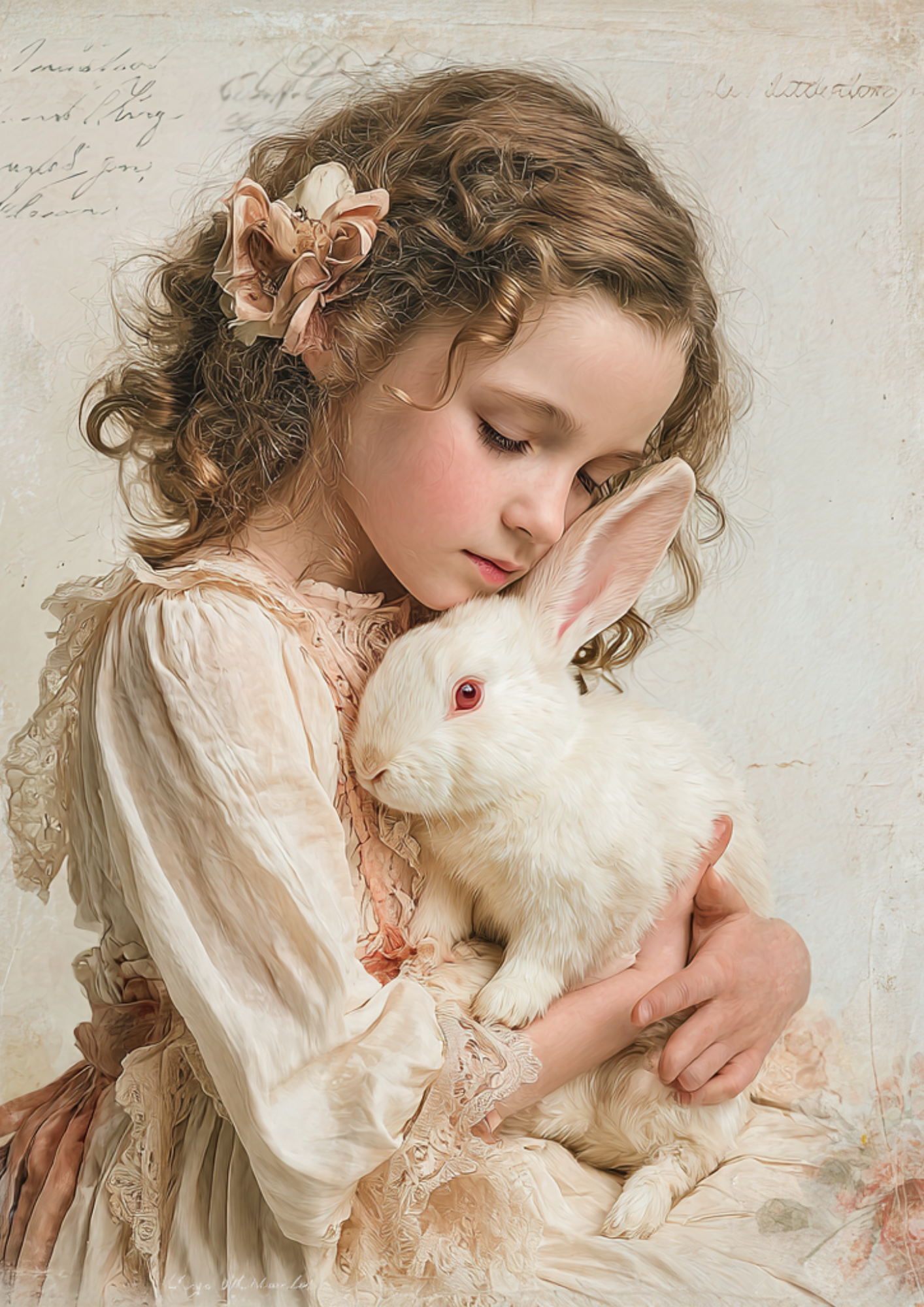 Rice Paper For Decoupage Girl With Bunny Full Cat. No. 5253