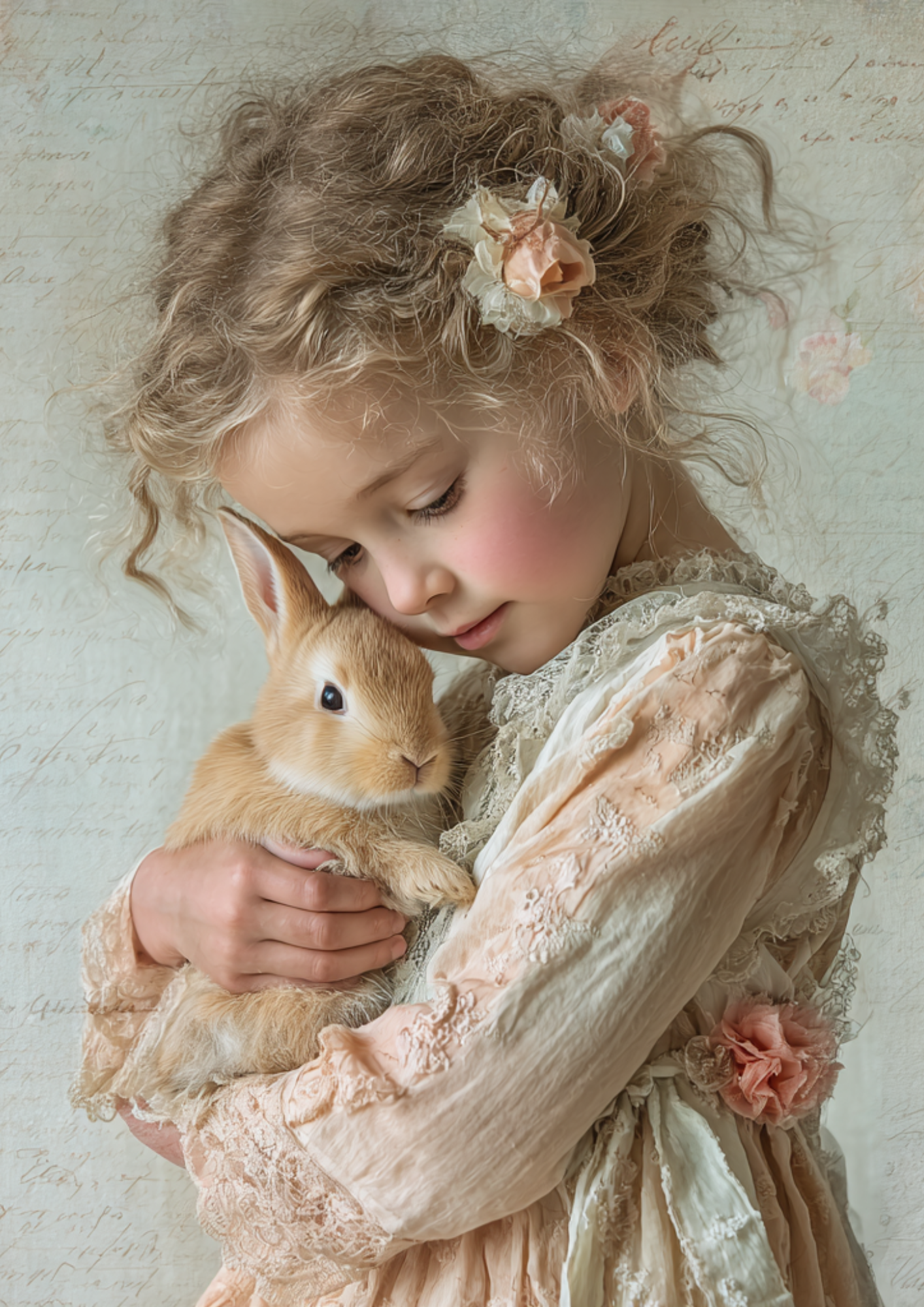 Rice Paper For Decoupage Girl With Bunny Full Cat. No. 5254