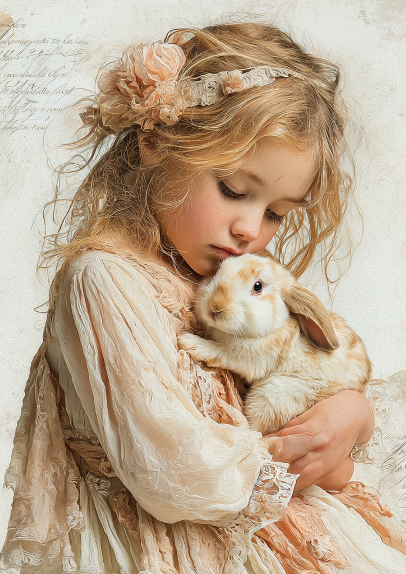 Rice Paper For Decoupage Girl With Bunny Full Cat. No. 5255