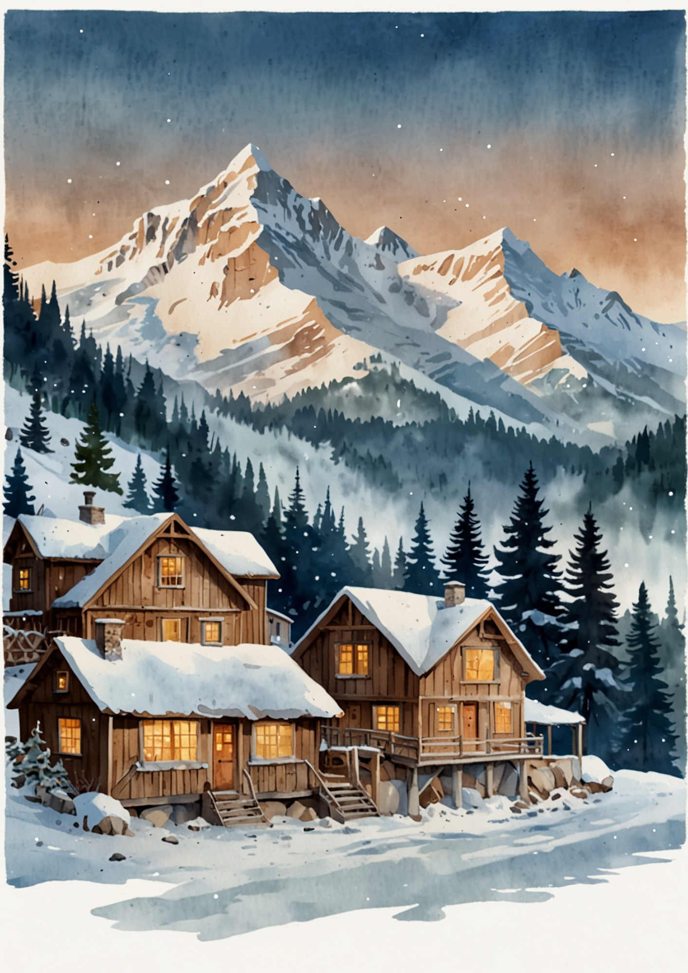 Rice Paper For Decoupage Winter Mountain Village Full Cat. No. 5268