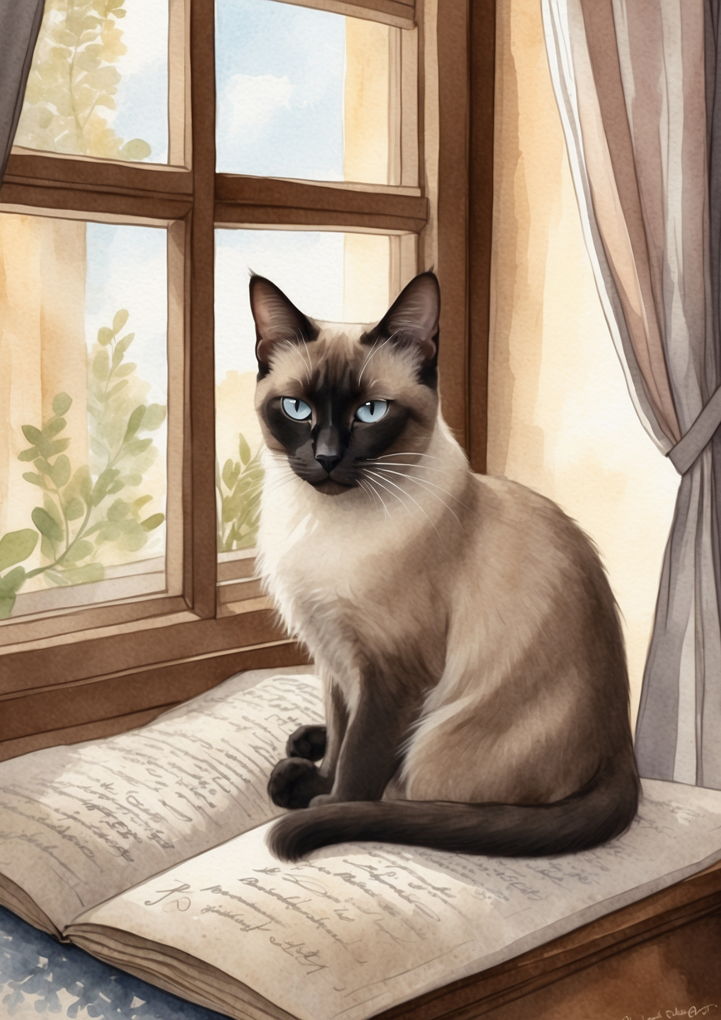 Rice Paper For Decoupage Cat On The Window Background For Journaling Full Cat. No. 5290