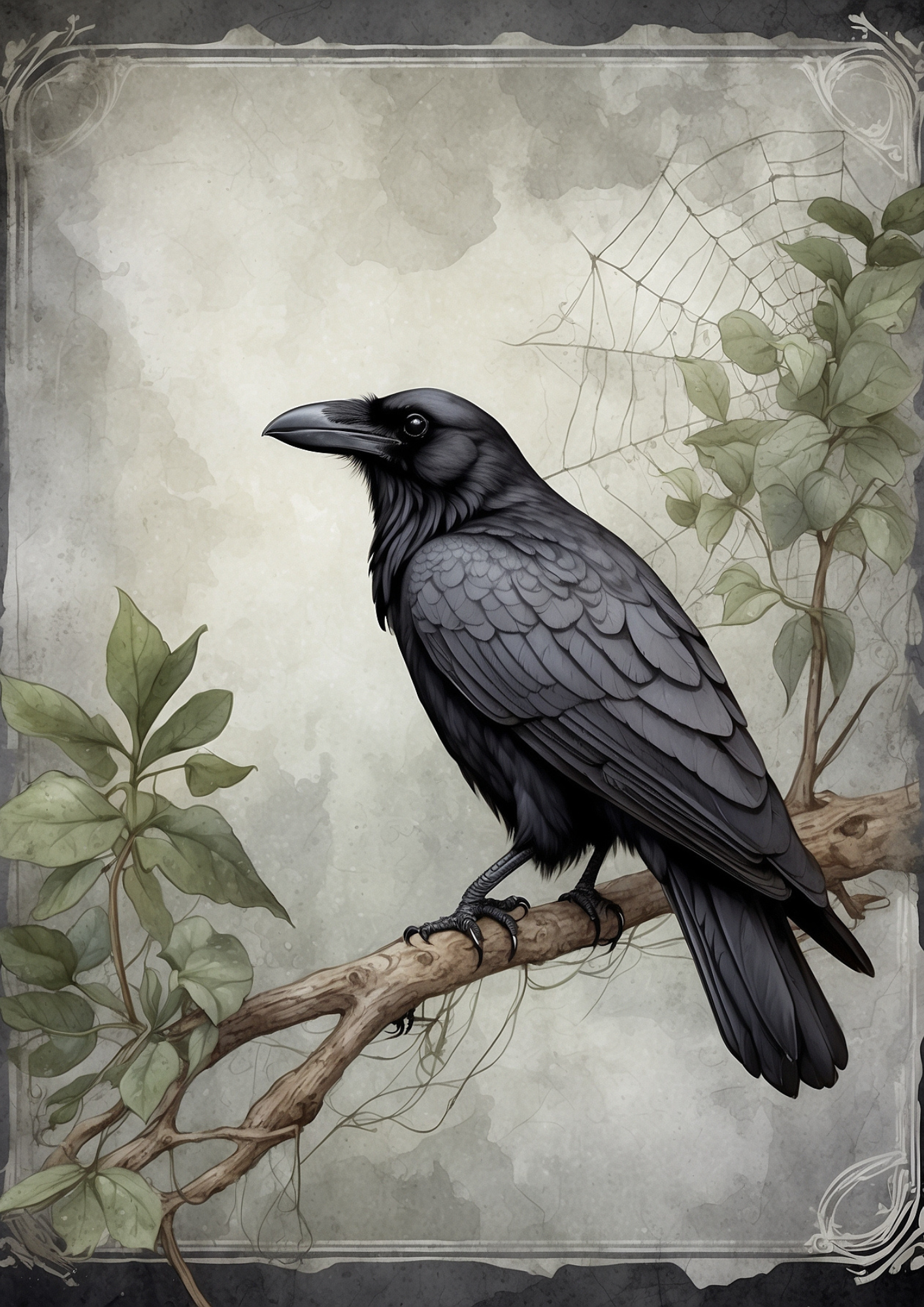 Rice Paper For Decoupage Raven Background For Journaling Full Cat. No. 5294