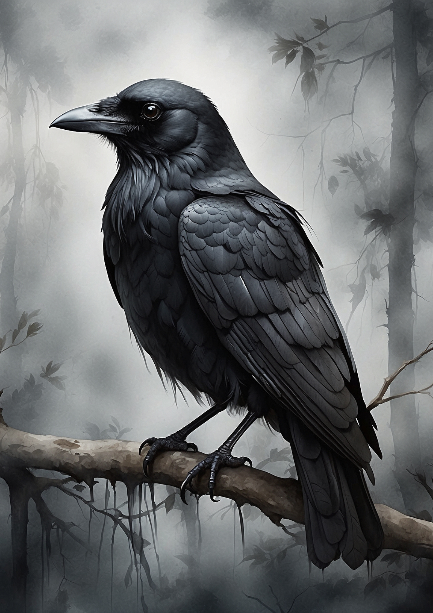 Rice Paper for Decoupage Raven Background for Journaling Full Cat. No. 5301