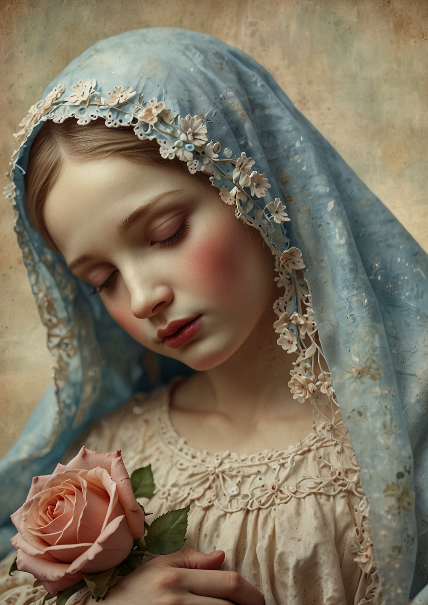 Rice Paper For Decoupage Woman With Rose Journaling Background Full Cat. No. 5303