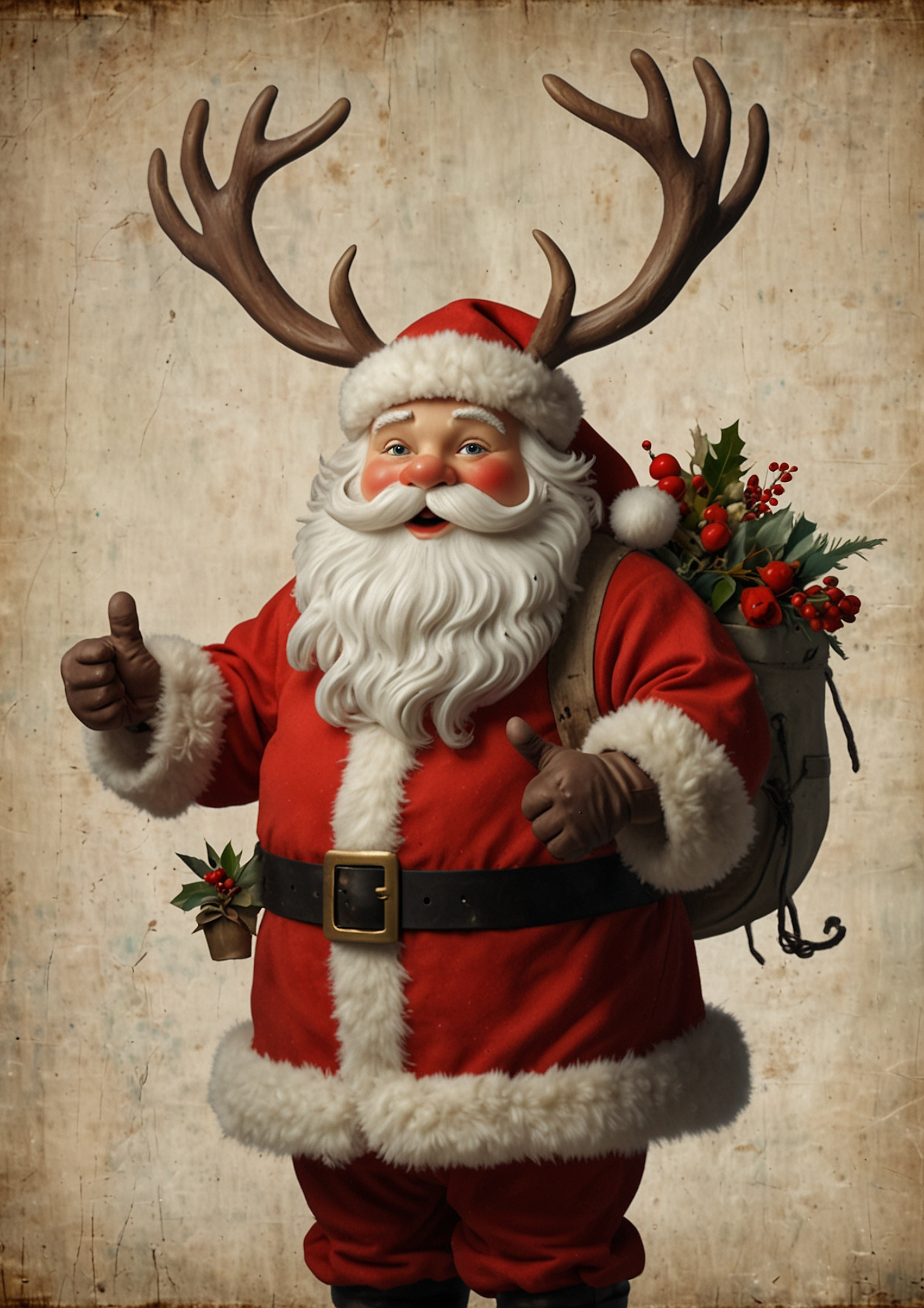 Rice Paper For Decoupage Santa Claus With Reindeer Background For Journaling Full Cat. No. 5306