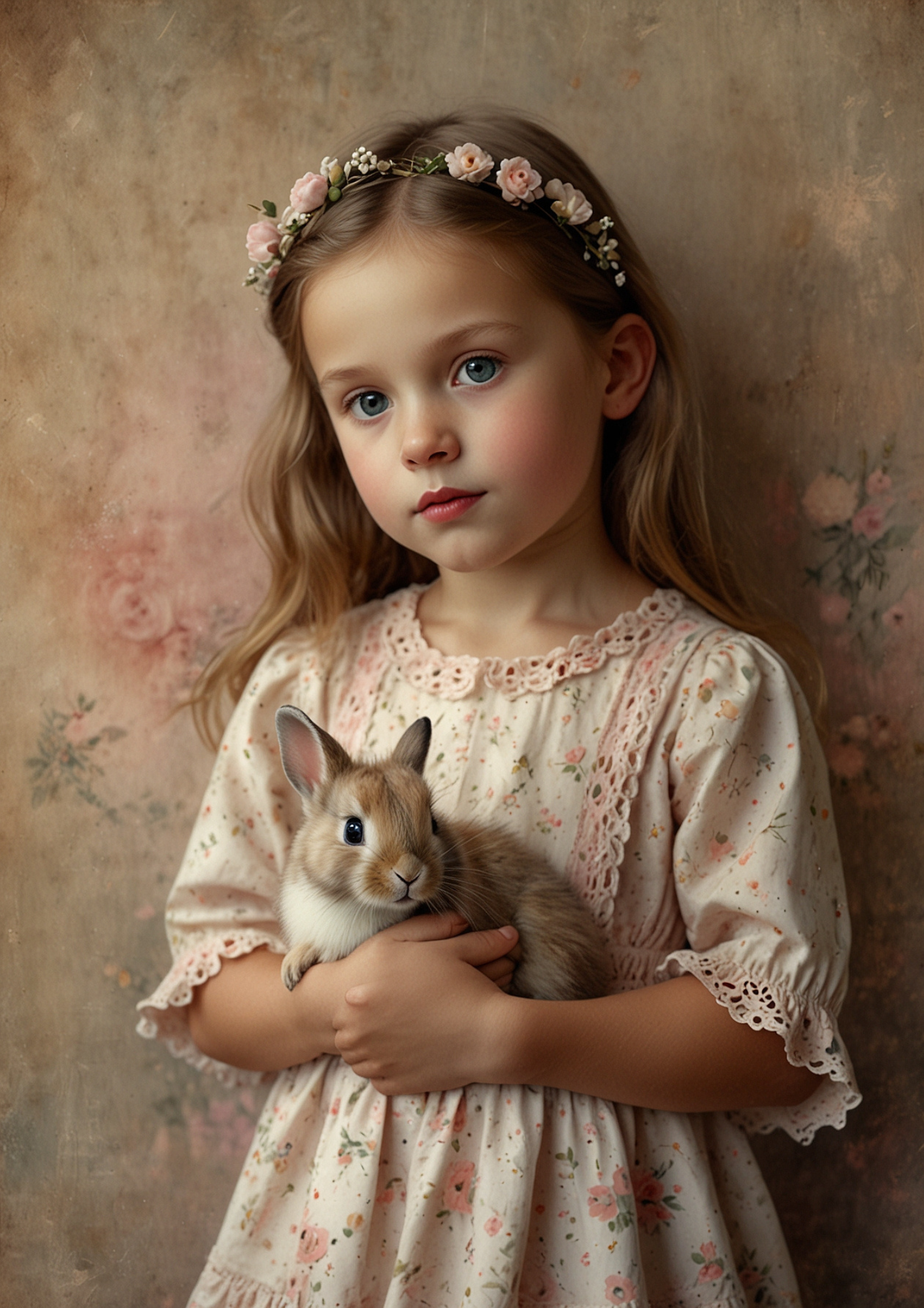 Rice Paper For Decoupage Girl With Bunny Background For Journaling Full Cat. No. 5309