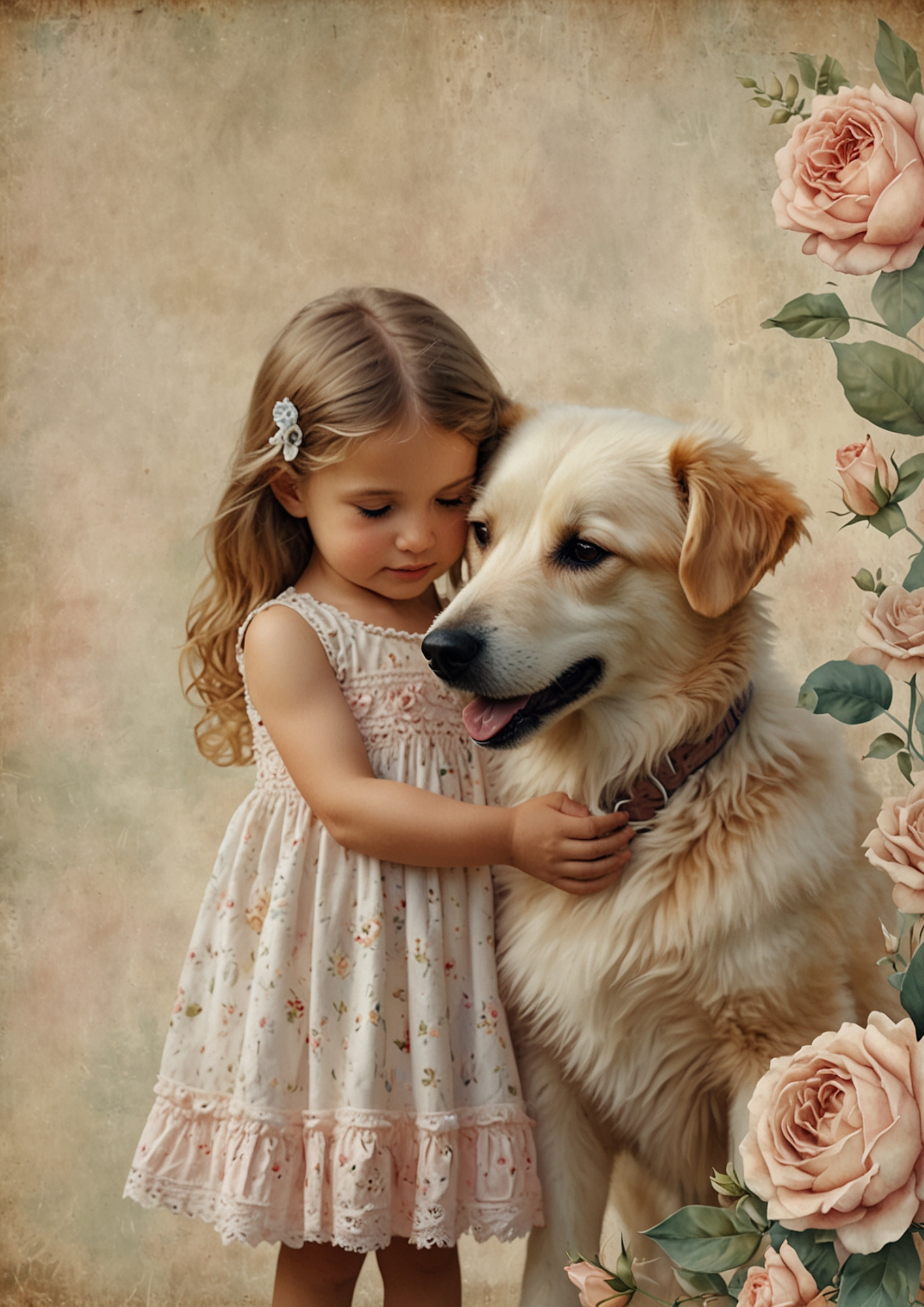 Rice Paper For Decoupage Girl With Dog Journaling Full Cat. No. 5318