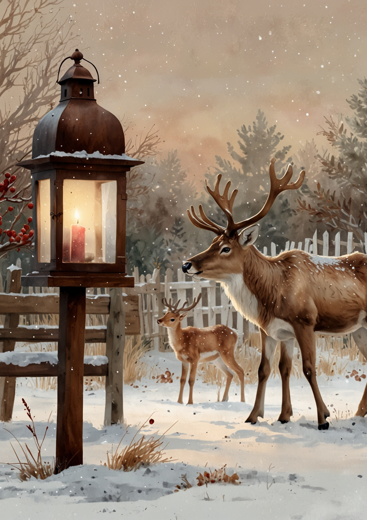 Rice Paper For Decoupage Reindeer Background For Journaling Full Cat. No. 5347