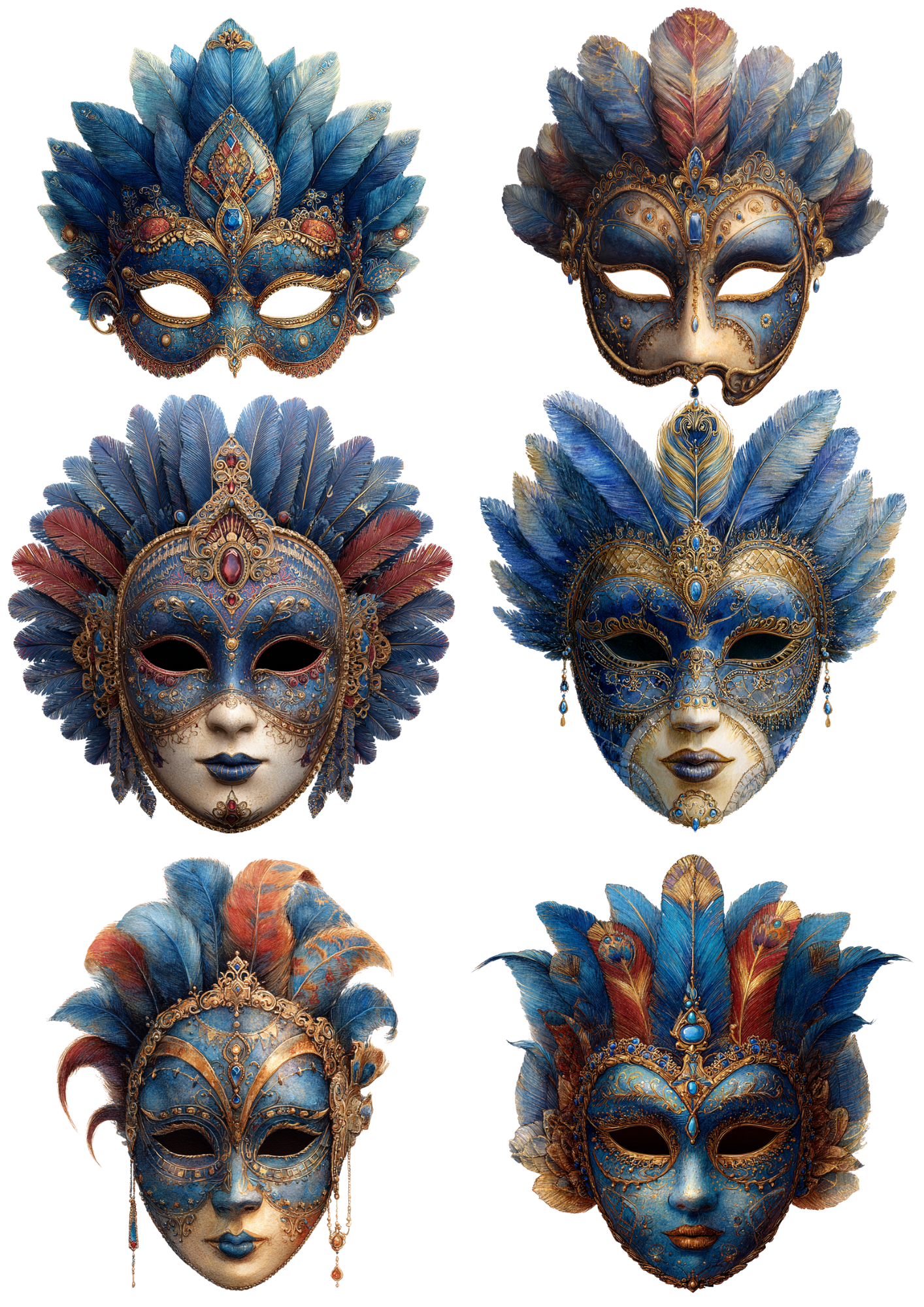 Rice Paper For Decoupage Venetian Carnival Masks Collagel Cat. No. 5353