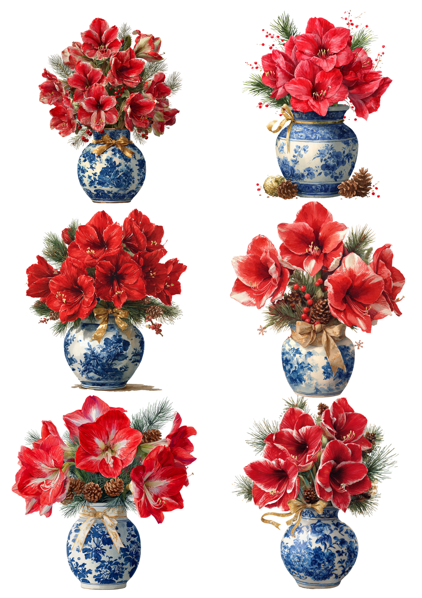 Rice Paper for Decoupage Red Poisentia Collage Cat. No. 5366