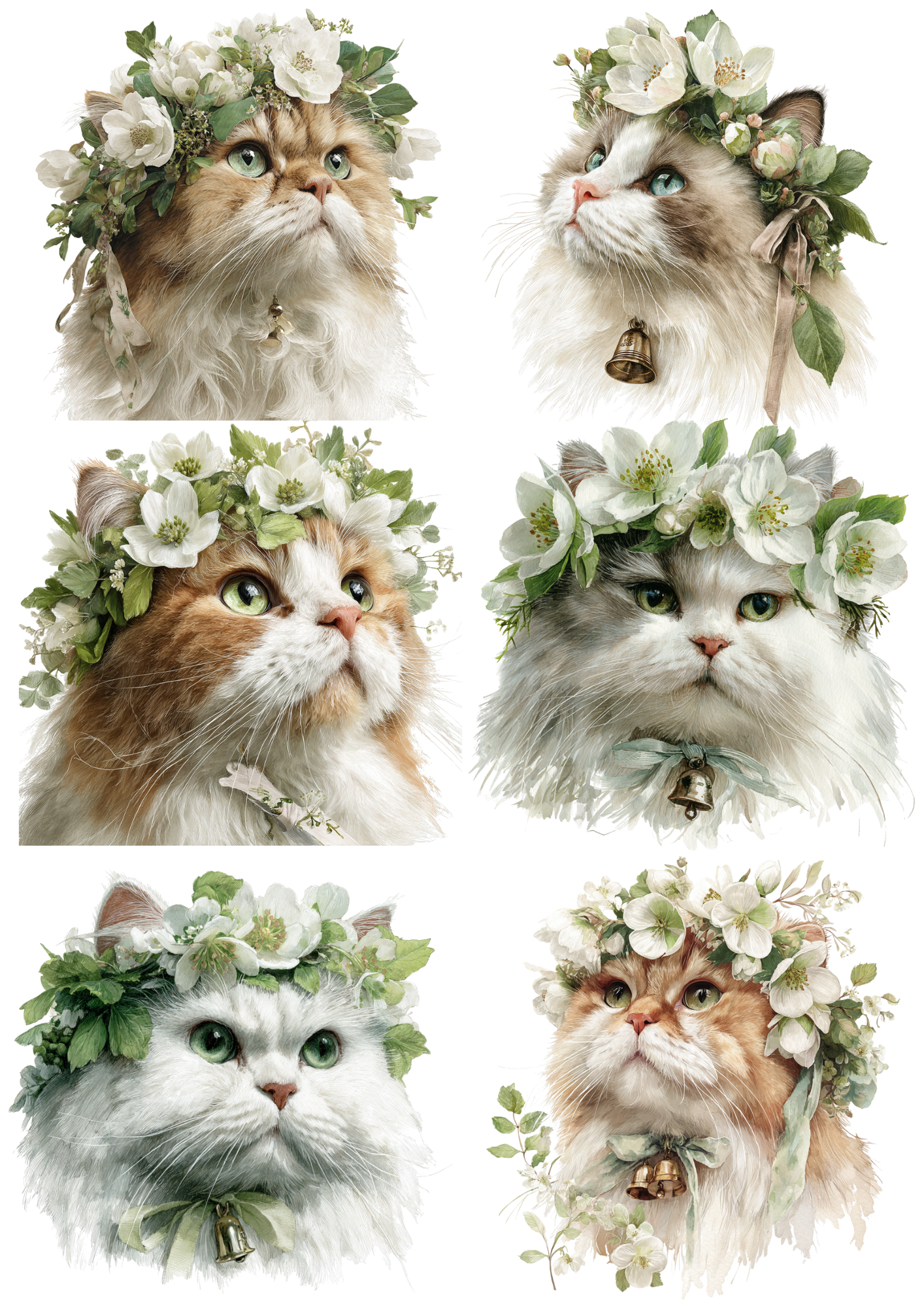 Rice Paper For Decoupage Cat In A Wreath Collage Cat. No. 5373