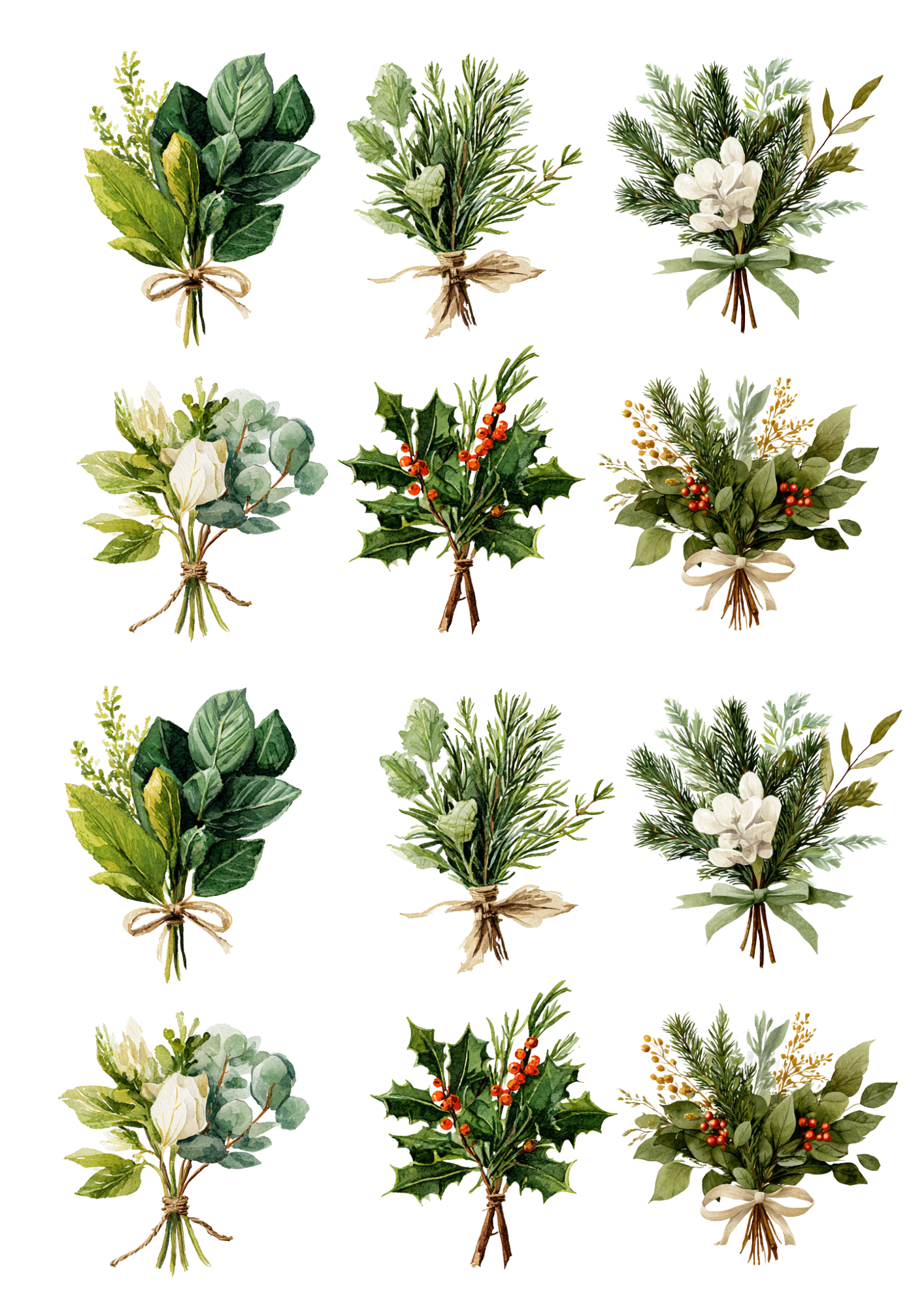 Rice Paper for Decoupage Christmas Greenery Collage Cat. No 5389