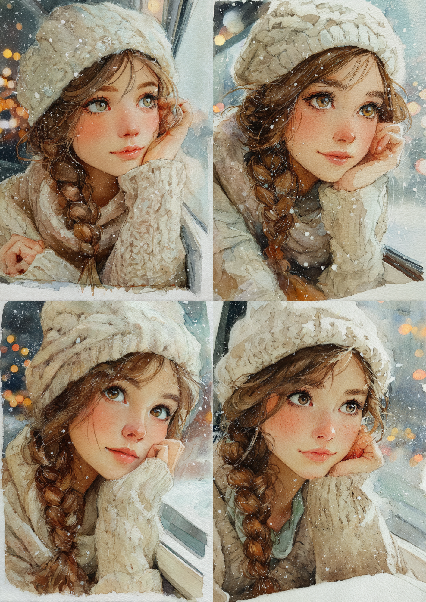 Rice Paper For Decoupage Girl In Winter Hat Collage Cat. No. 5405