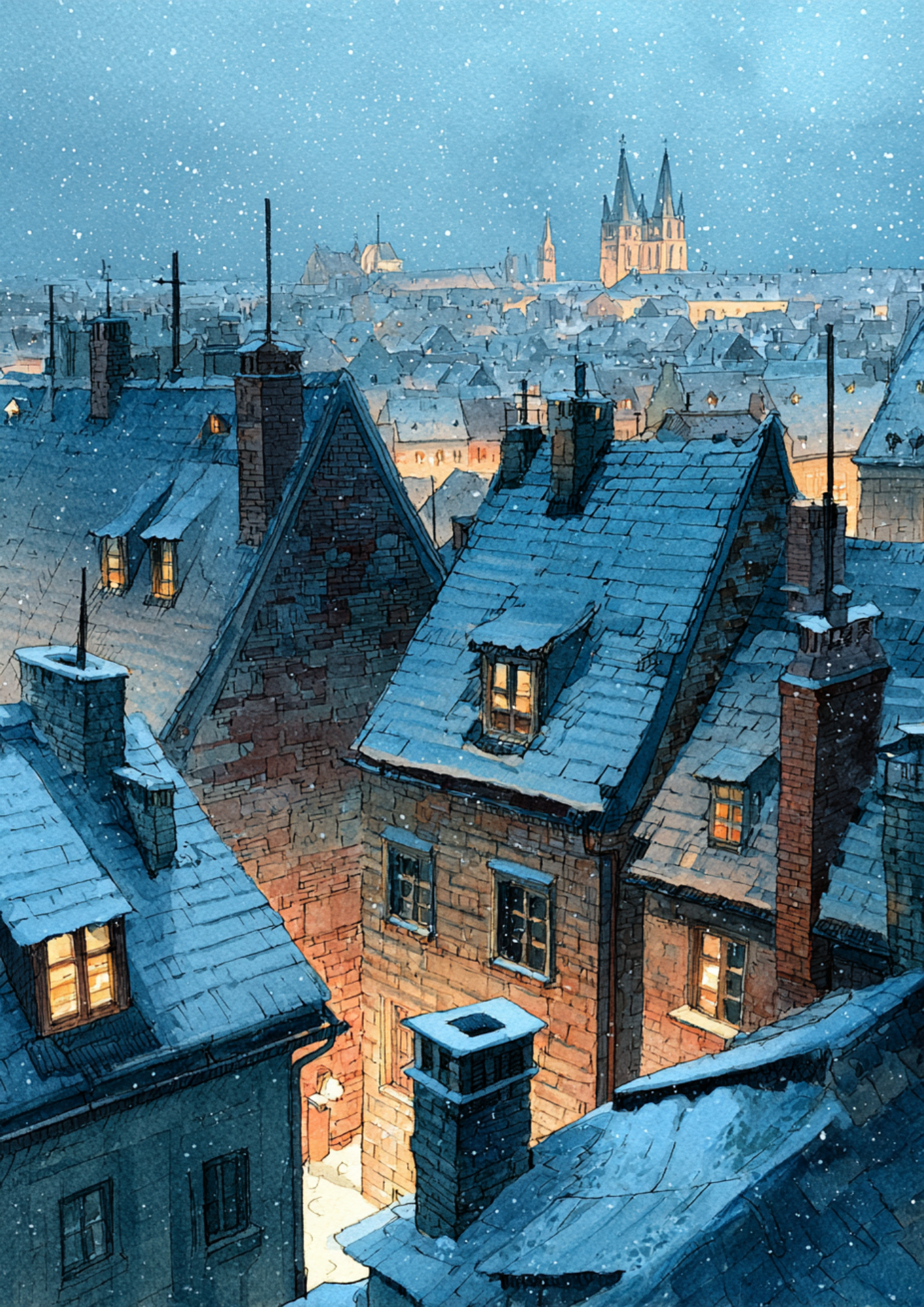 Rice Paper For Decoupage Winter City Full Cat. No. 5426