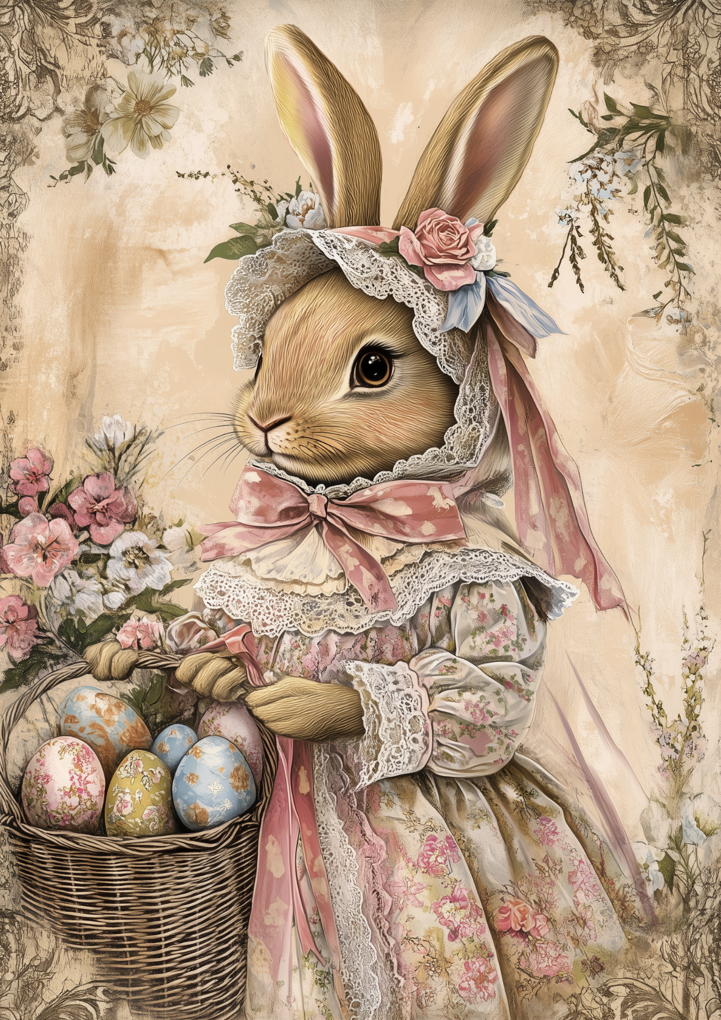 Rice Paper for Decoupage Easter Bunny and Eggs Full Cat. No. 5545