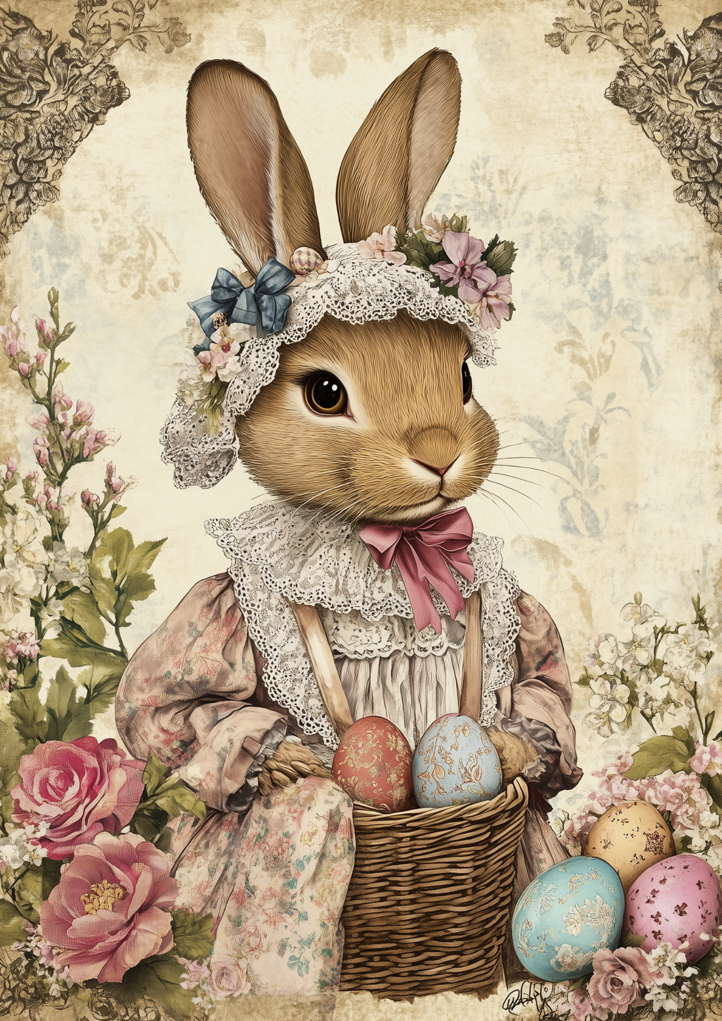 Rice Paper for Decoupage Easter Bunny and Eggs Full Cat. No. 5548