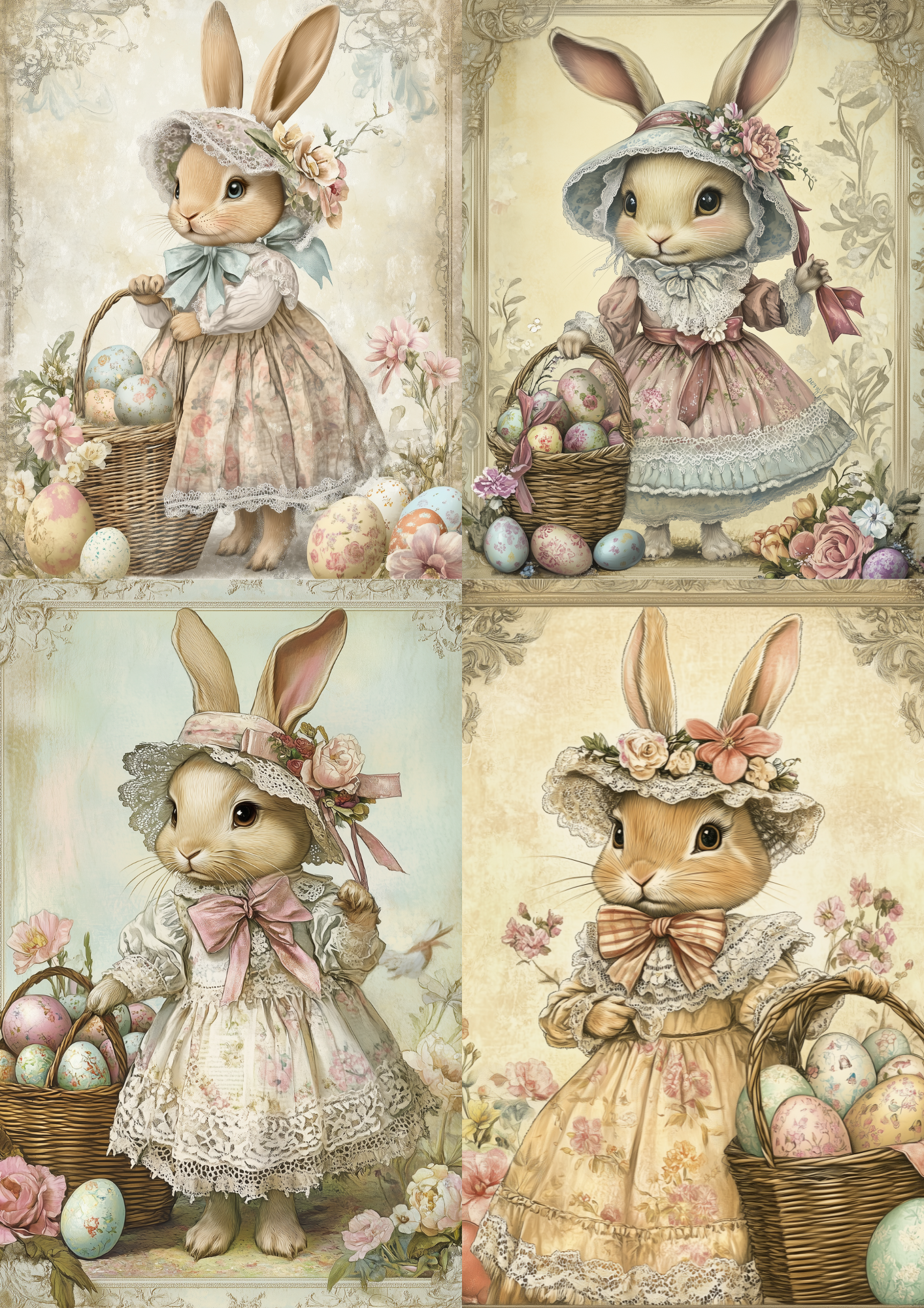 Rice Paper for Decoupage Easter Bunny and Eggs Collage Cat. No. 5549