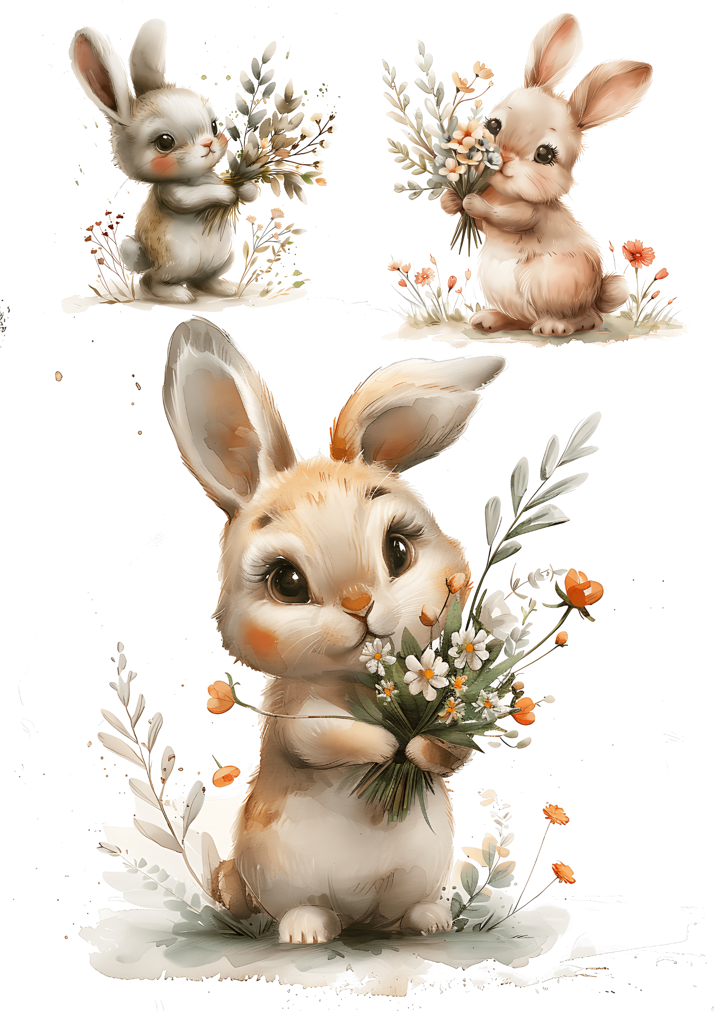 Rice Paper for Decoupage Easter Bunny Collage Cat. No. 5594