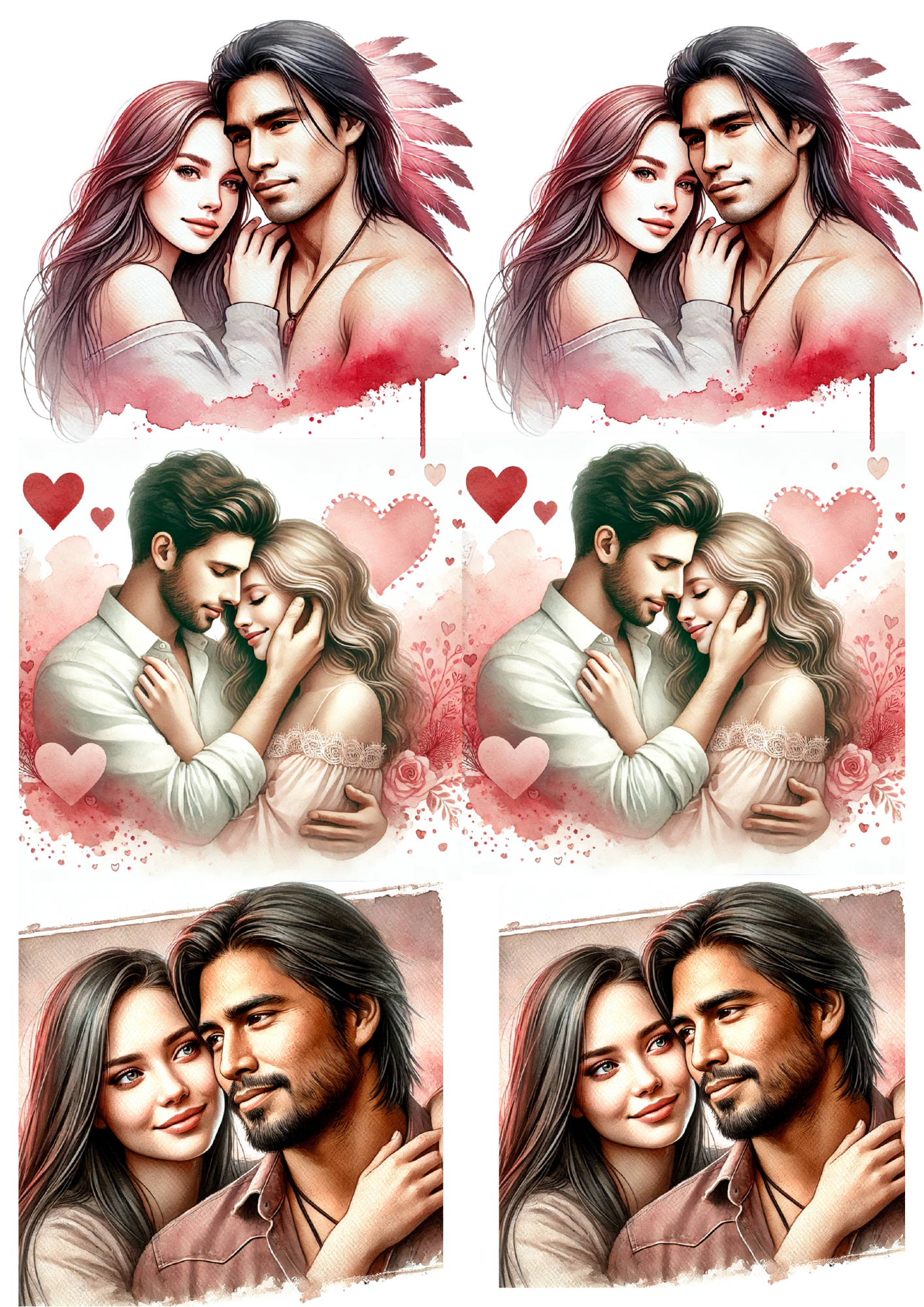 Rice Paper For Decoupage Couple in Love Collage Cat. No. 5607