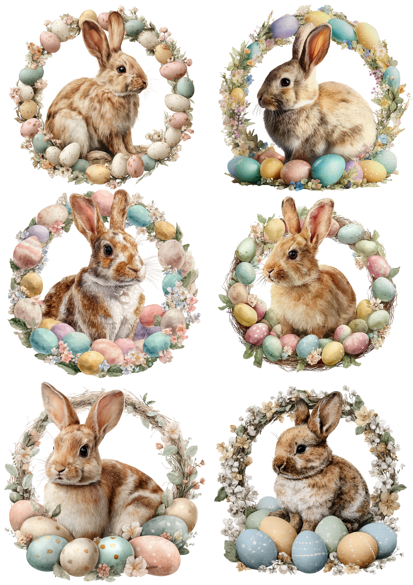 Rice Paper for Decoupage Easter Bunny Collage Cat. No. 5668